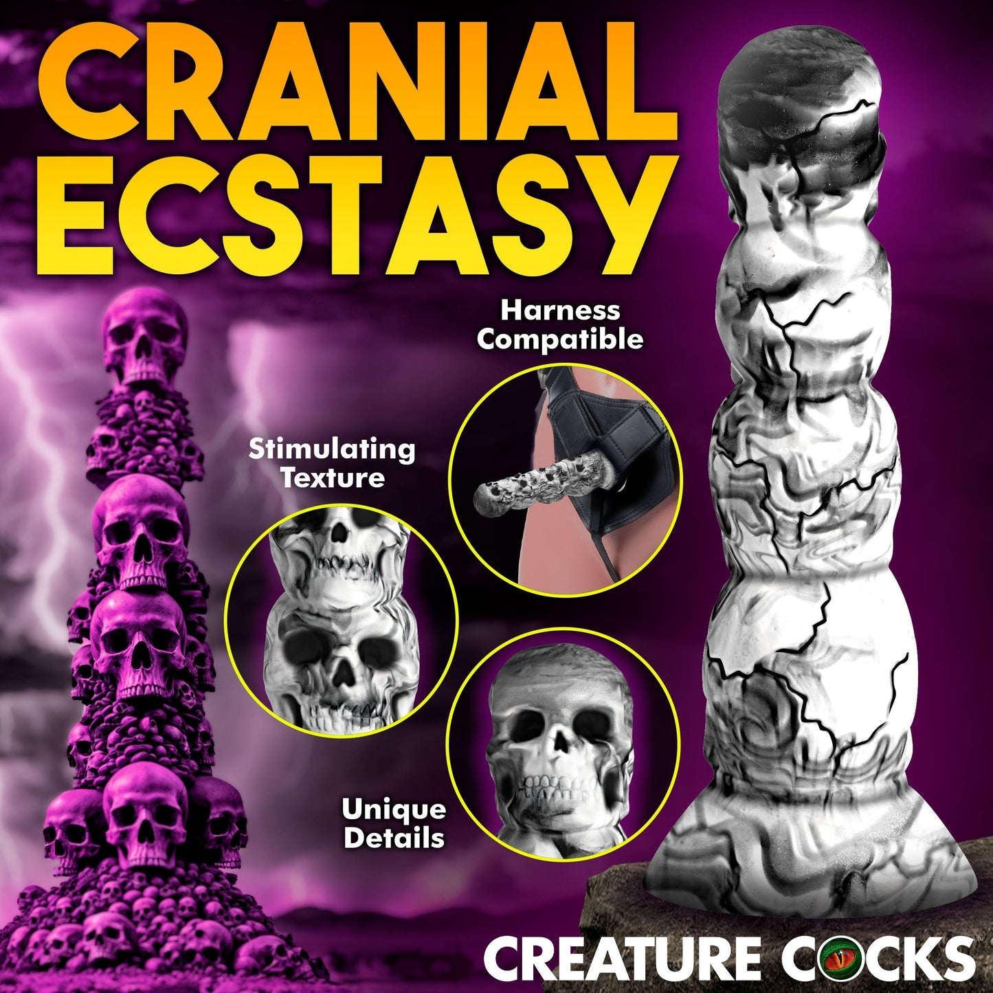 Tower of Doom Silicone Skull Dildo