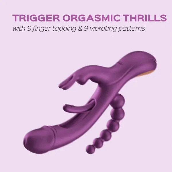 Trilux App-Controlled Kinky Finger Rabbit Vibrator with Anal Beads - Purple