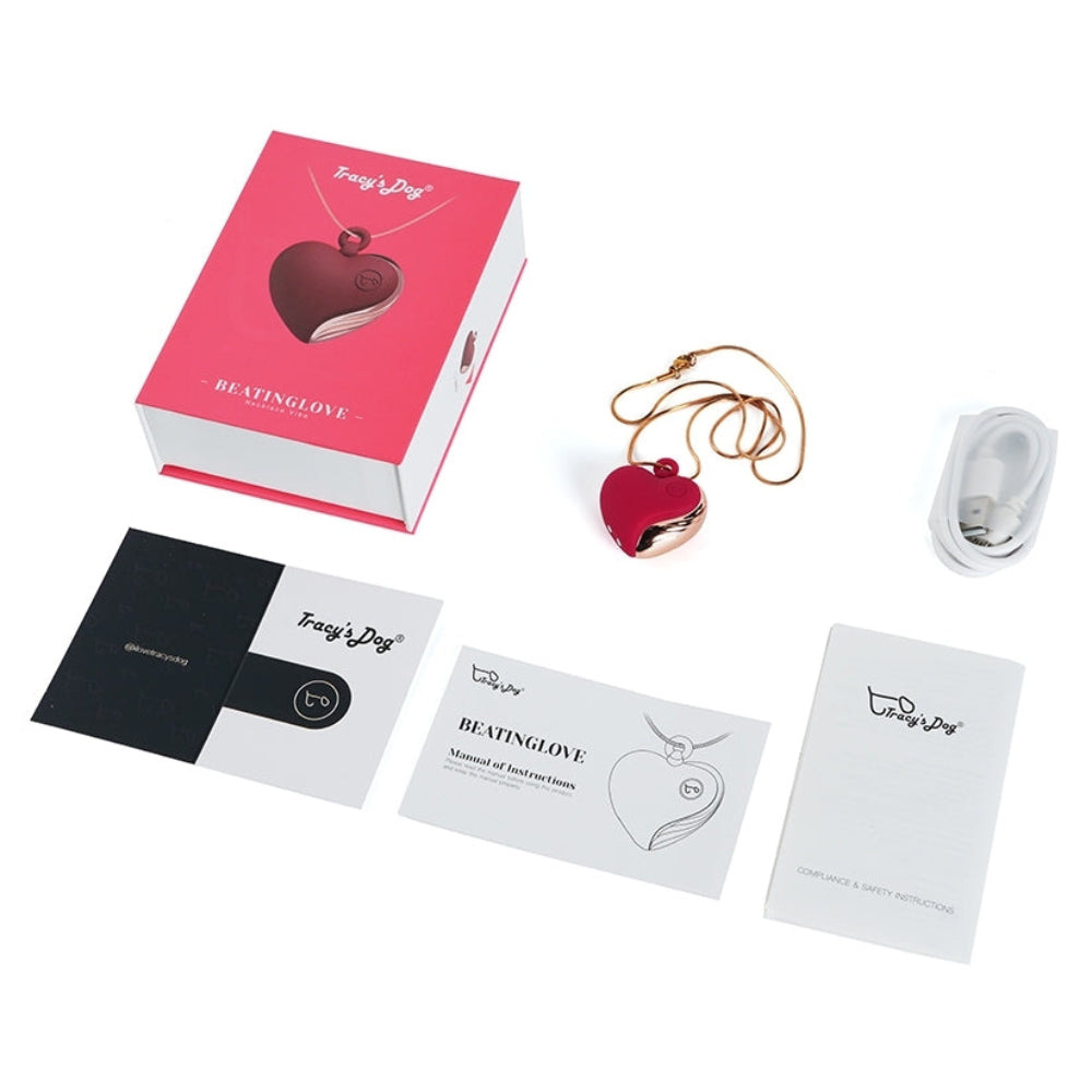 Beating Love Silicone Heart-Shaped Necklace Vibrator by Tracy's Dog
