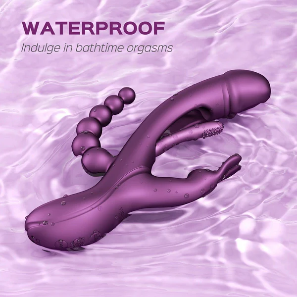 Trilux App-Controlled Kinky Finger Rabbit Vibrator with Anal Beads - Purple