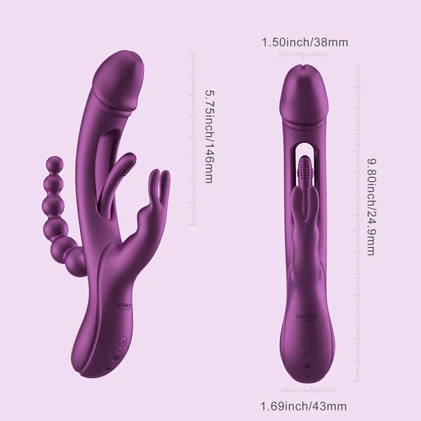 Trilux App-Controlled Kinky Finger Rabbit Vibrator with Anal Beads - Purple