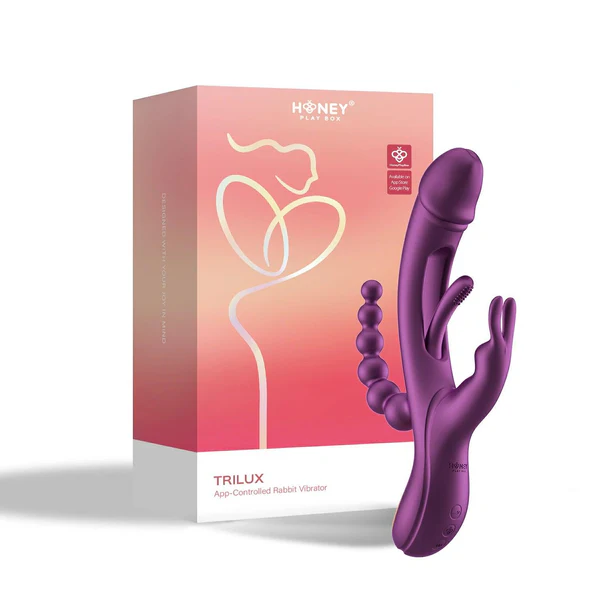 Trilux App-Controlled Kinky Finger Rabbit Vibrator with Anal Beads - Purple
