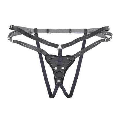 Aurora High Waisted Adjustable Vegan Black Leather Strap on Harness