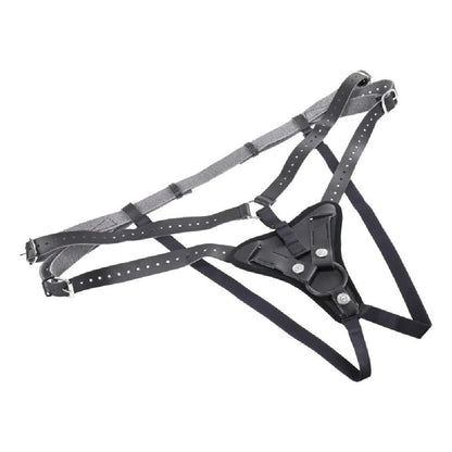 Aurora High Waisted Adjustable Vegan Black Leather Strap on Harness