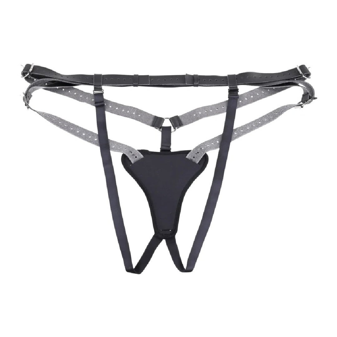 Aurora High Waisted Adjustable Vegan Black Leather Strap on Harness