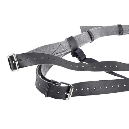 Aurora High Waisted Adjustable Vegan Black Leather Strap on Harness