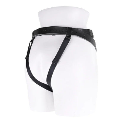 Aurora High Waisted Adjustable Vegan Black Leather Strap on Harness