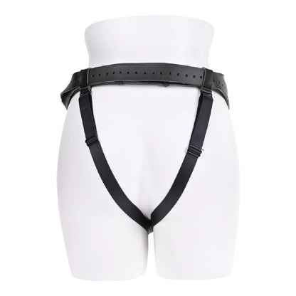 Aurora High Waisted Adjustable Vegan Black Leather Strap on Harness