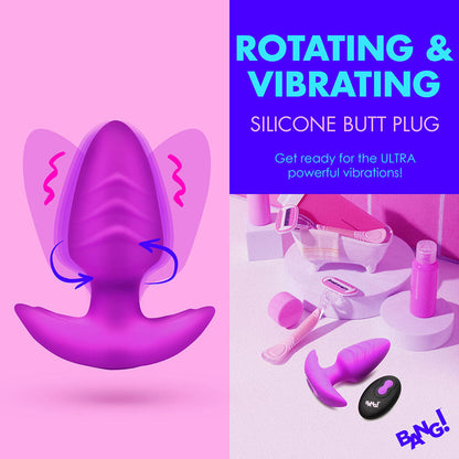 BANG! Rotating & Vibrating Silicone Butt Plug with Remote