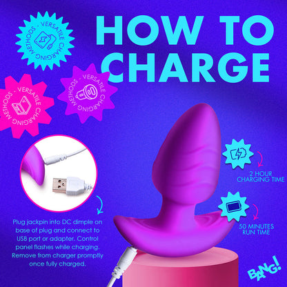 BANG! Rotating & Vibrating Silicone Butt Plug with Remote