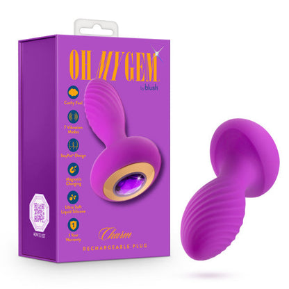 Charm Vibrating Textured Silicone Butt Plug in Amethyst