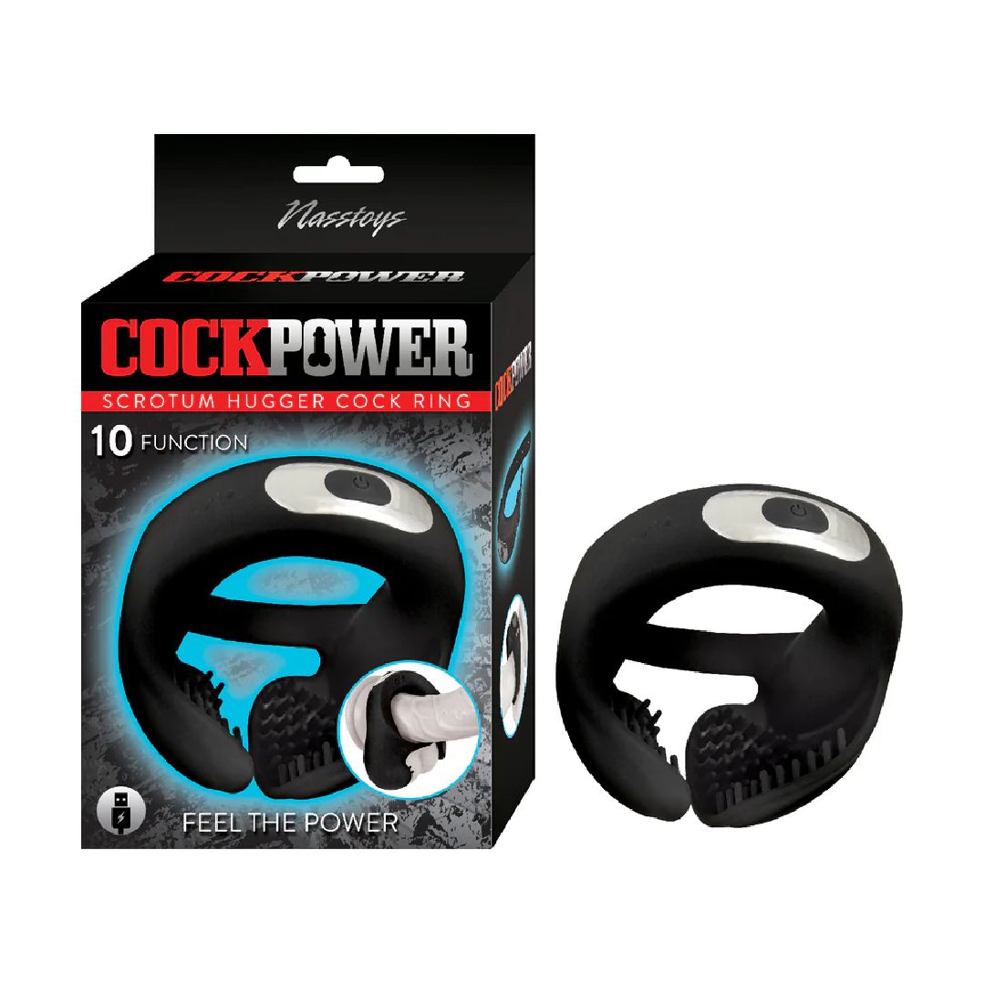 Cockpower Scrotum Hugger Vibrating Black Cock Ring