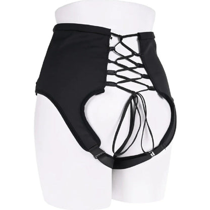 Corset High Waisted Adjustable Black Strap On Harness