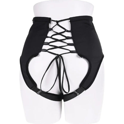 Corset High Waisted Adjustable Black Strap On Harness