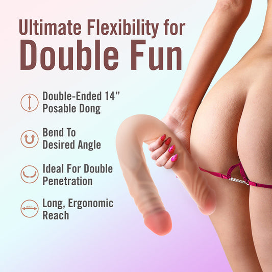 Dr. Skin Plus 14 Inch Posable Double Dildo - Vanilla