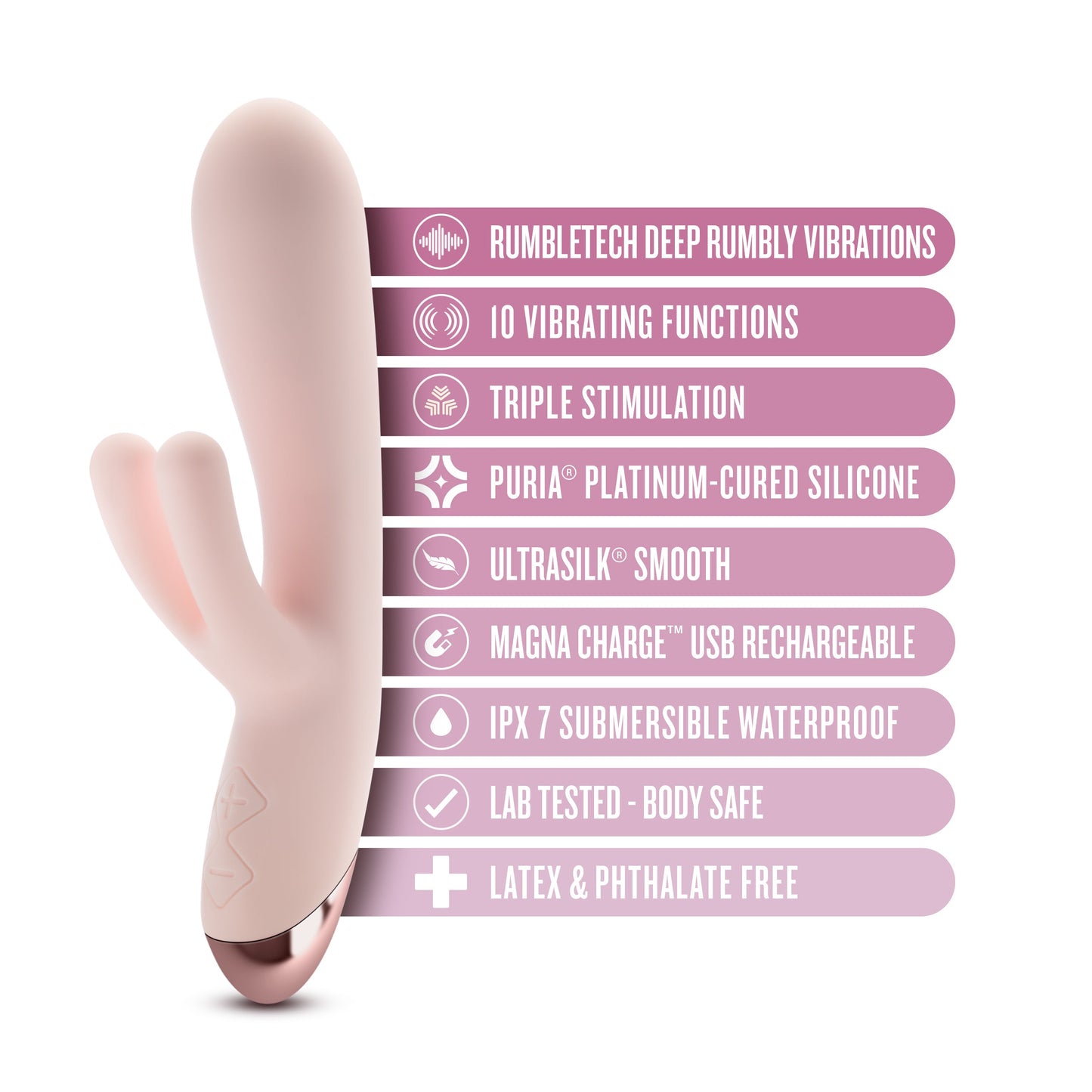 Elora Dual Motor Rabbit Vibrator with Double Teasers - Pale Pink
