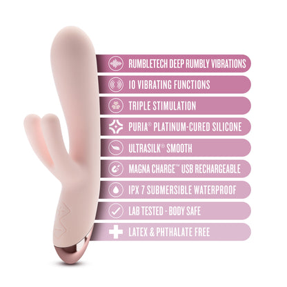 Elora Dual Motor Rabbit Vibrator with Double Teasers - Pale Pink