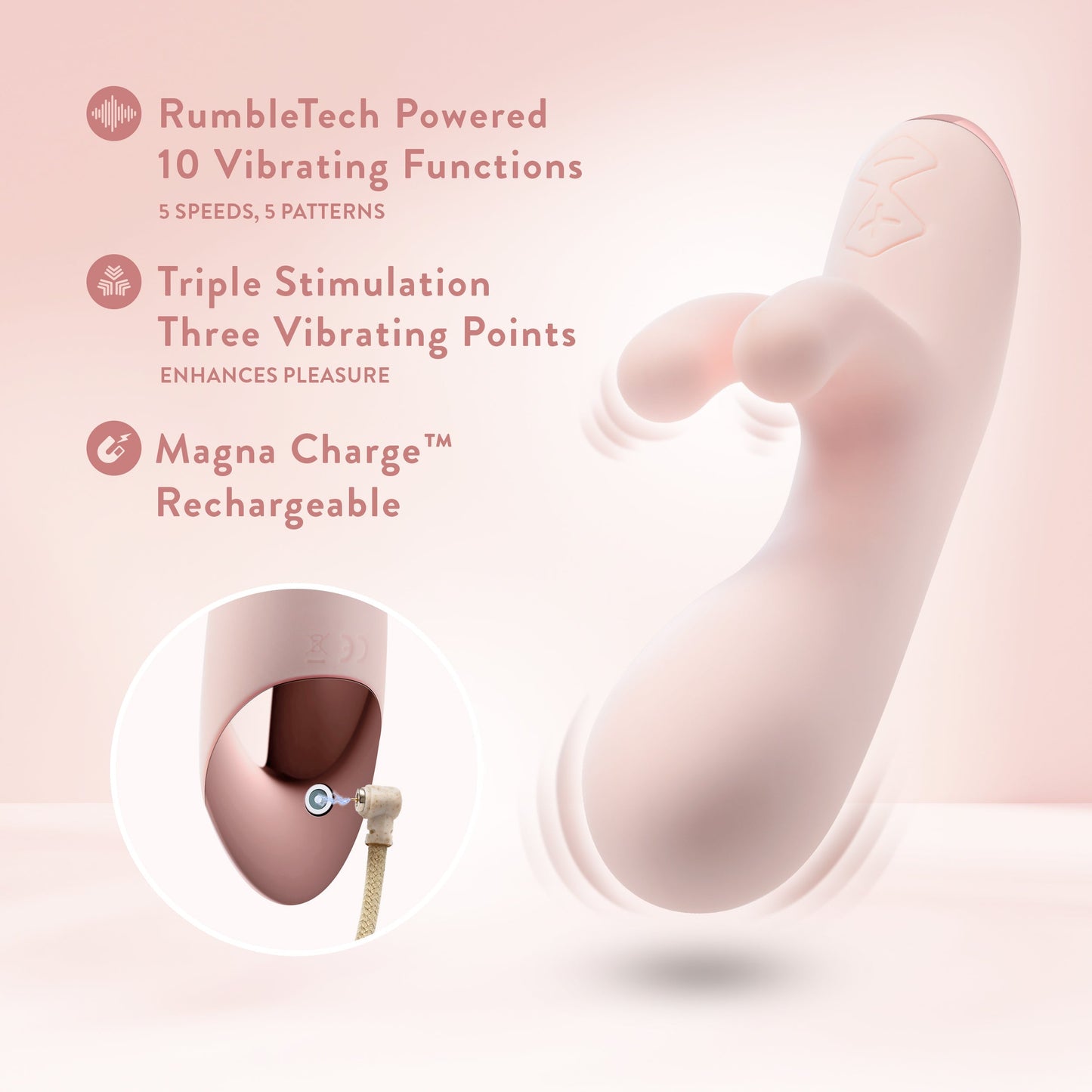 Elora Dual Motor Rabbit Vibrator with Double Teasers - Pale Pink