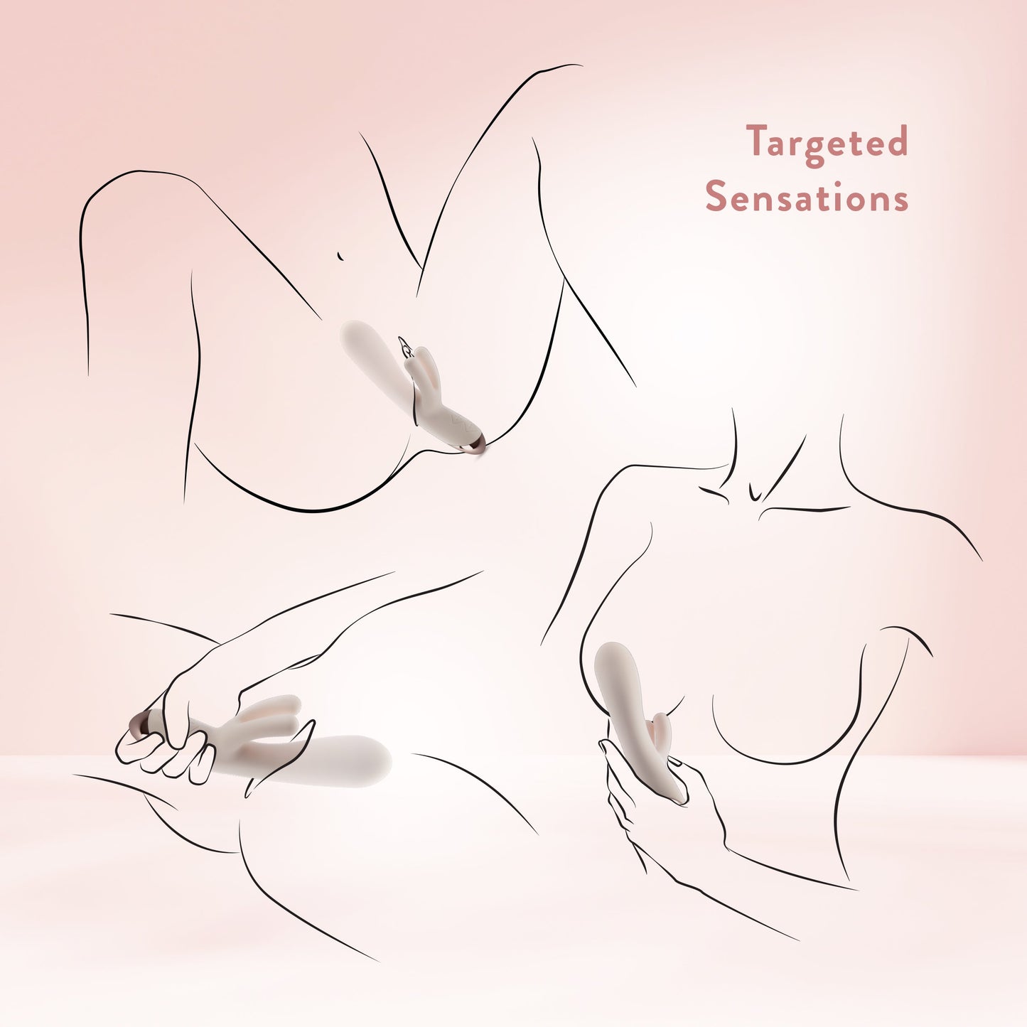 Elora Dual Motor Rabbit Vibrator with Double Teasers - Pale Pink