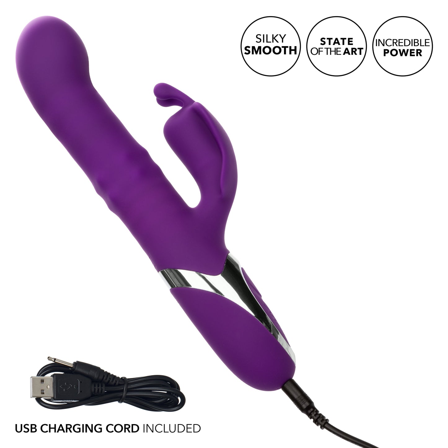 Enchanted Flutter Thrusting and Rotating Rabbit Vibrator - Purple
