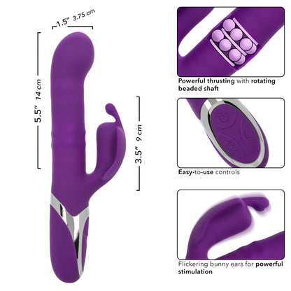 Enchanted Flutter Thrusting and Rotating Rabbit Vibrator - Purple