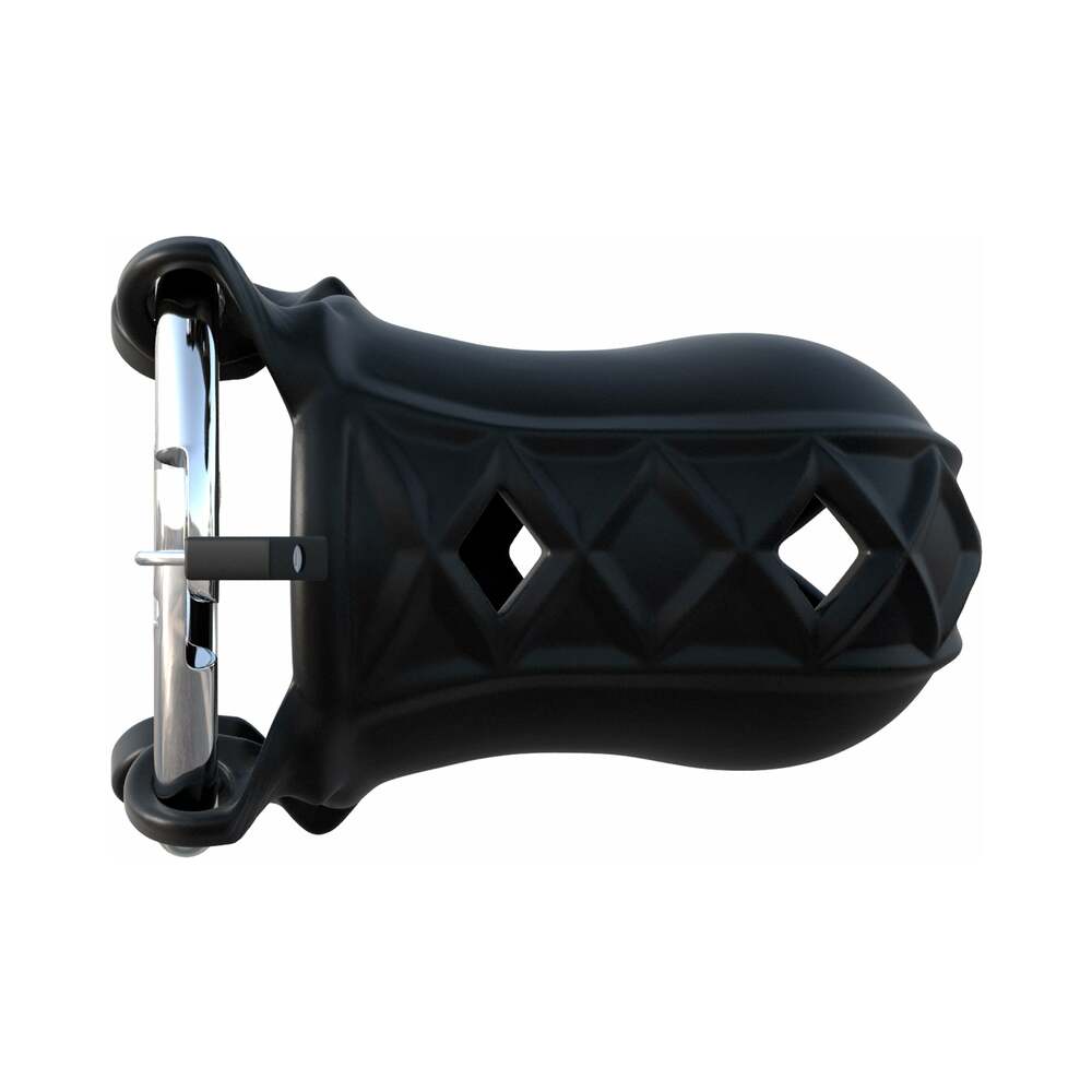 Extreme Silicone Cock Blocker Locking Chastity Cage Black