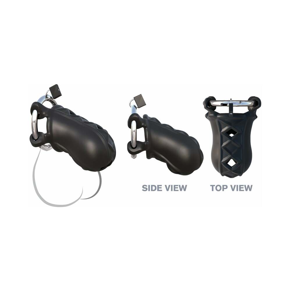 Extreme Silicone Cock Blocker Locking Chastity Cage Black