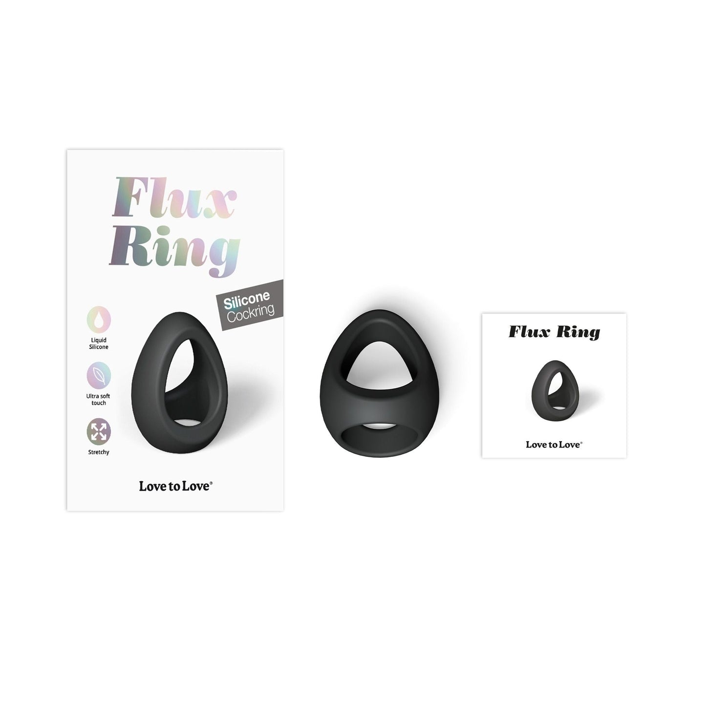 Flux Stretchy Black Silicone Cock and Ball Ring