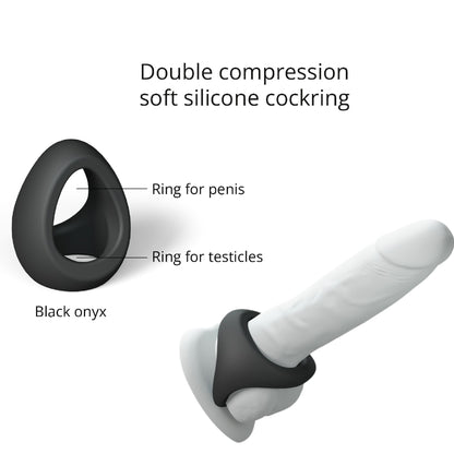 Flux Stretchy Black Silicone Cock and Ball Ring