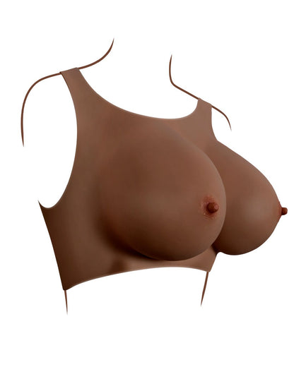 Gender X Wearable Silicone E Cup Breasts - Chocolate