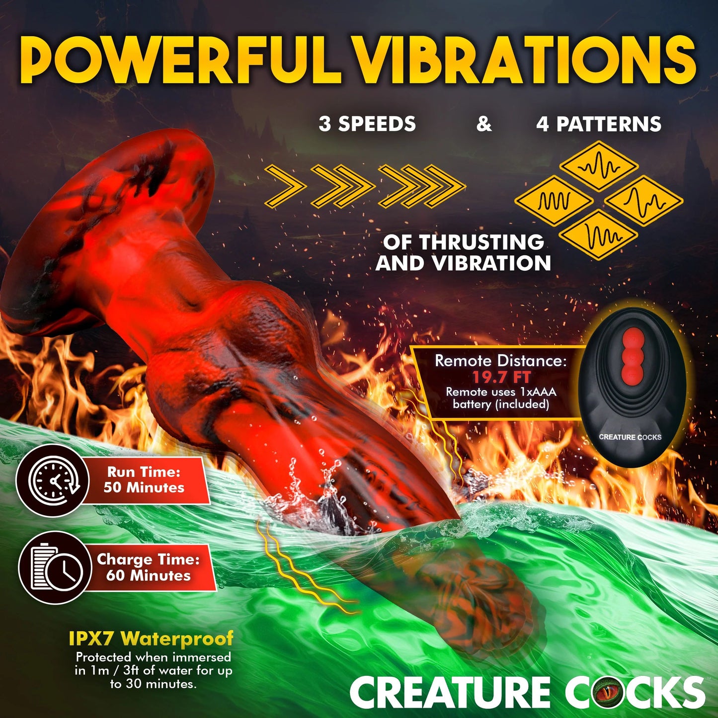 Hell Wolf Thrusting & Vibrating Silicone Werewolf Dildo with Remote
