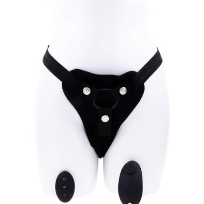 Hidden Pocket Strap On Harness With Remote Control Vibrator