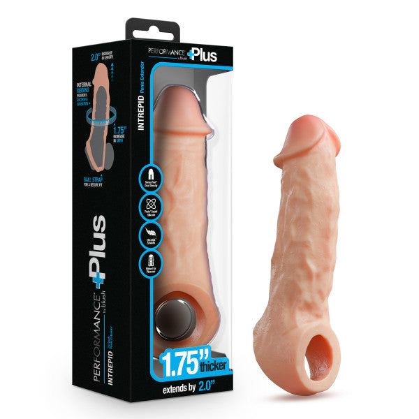 Intrepid 2 Inch Veiny Silicone Penis Extender with Ball Strap