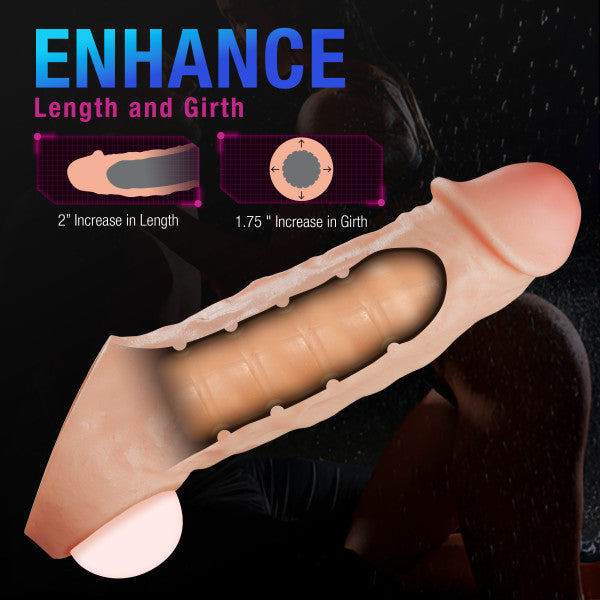 Intrepid 2 Inch Veiny Silicone Penis Extender with Ball Strap