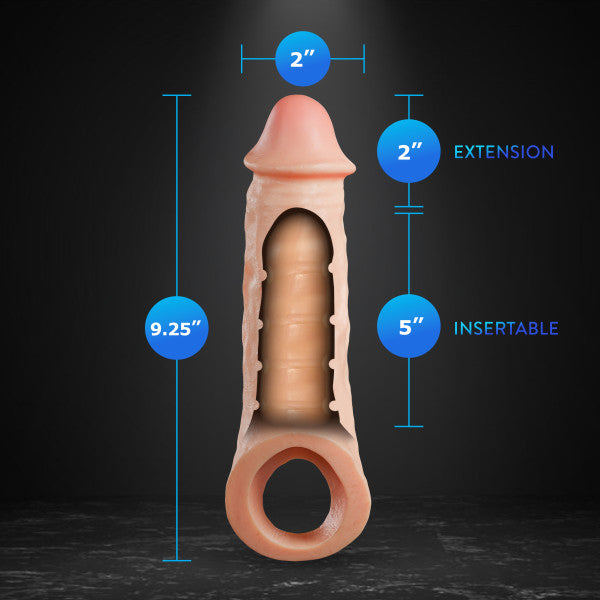Intrepid 2 Inch Veiny Silicone Penis Extender with Ball Strap