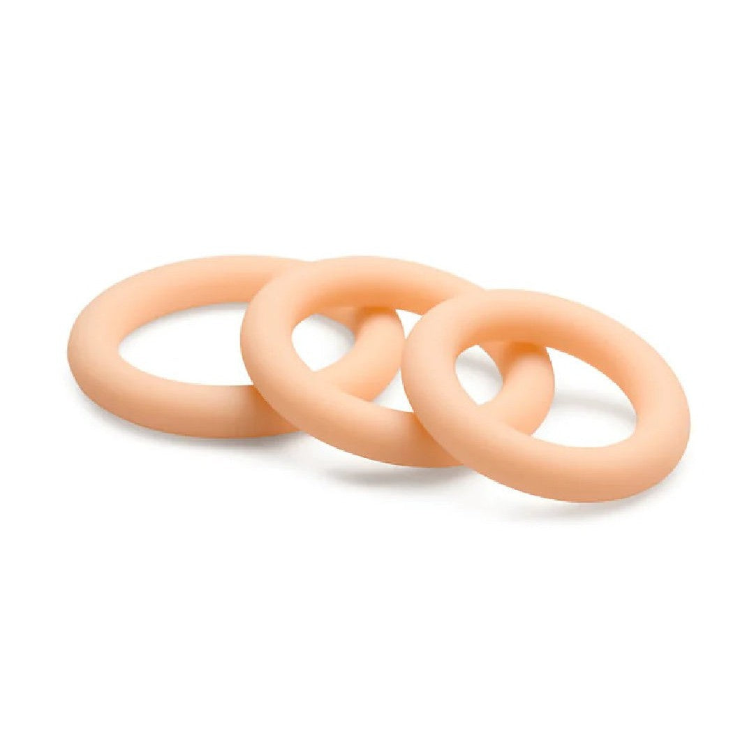 Jock Discreet Stretchy Silicone Cock Ring Set of 3 - Vanilla