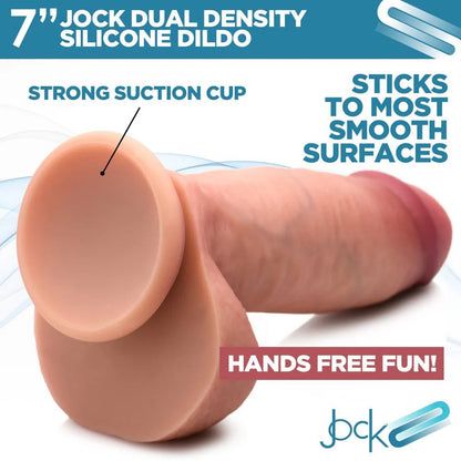 Jock Dual Density Silicone 7 Inch Dildo with Balls & Suction Cup - Vanilla