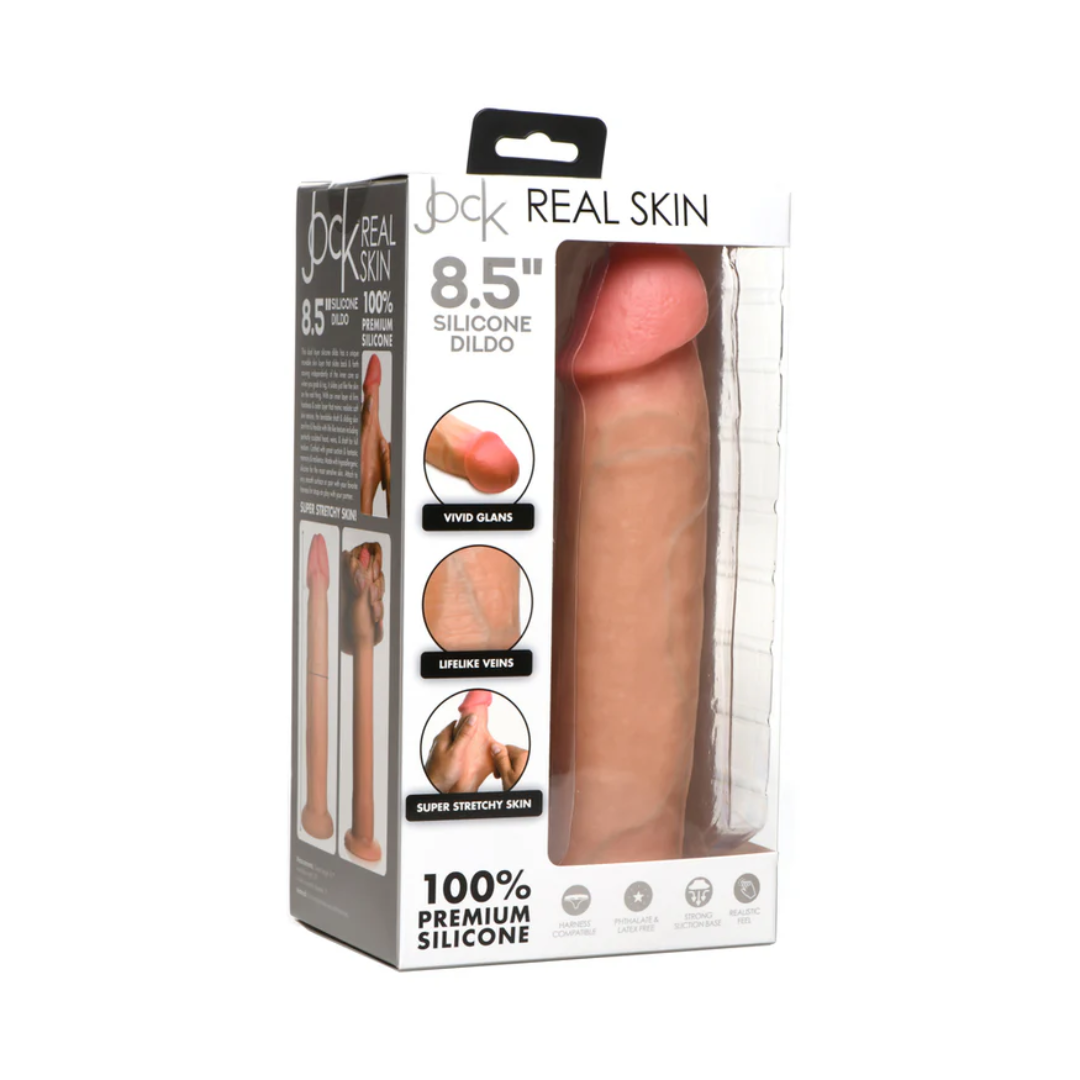 Jock Real Skin 8.5 Inch Silicone Suction Cup Dildo - Vanilla