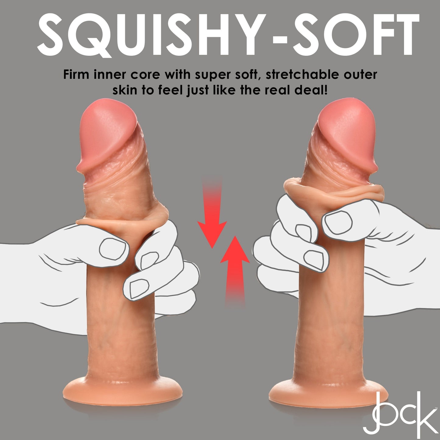 Jock Real Skin Vibrating 8 Inch Silicone Suction Cup Dildo - Vanilla