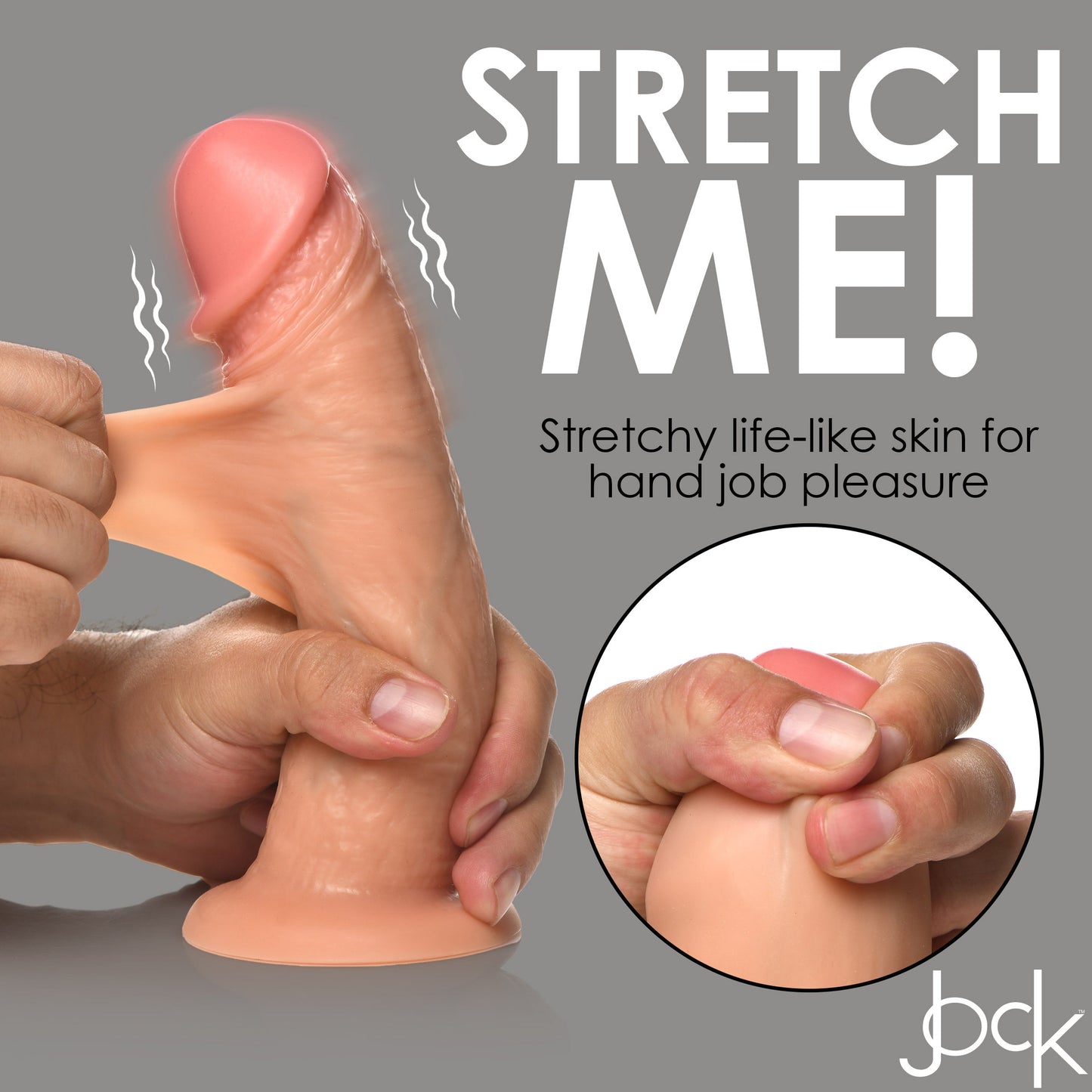 Jock Real Skin Vibrating 8 Inch Silicone Suction Cup Dildo - Vanilla