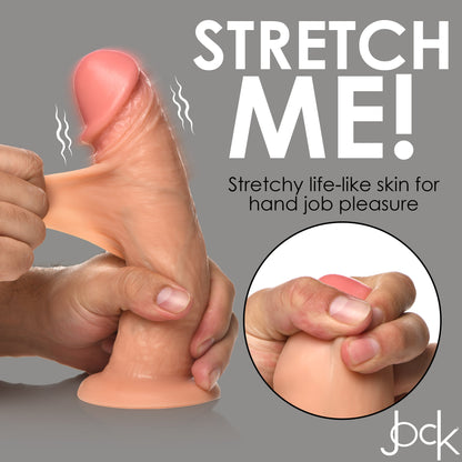 Jock Real Skin Vibrating 8 Inch Silicone Suction Cup Dildo - Vanilla