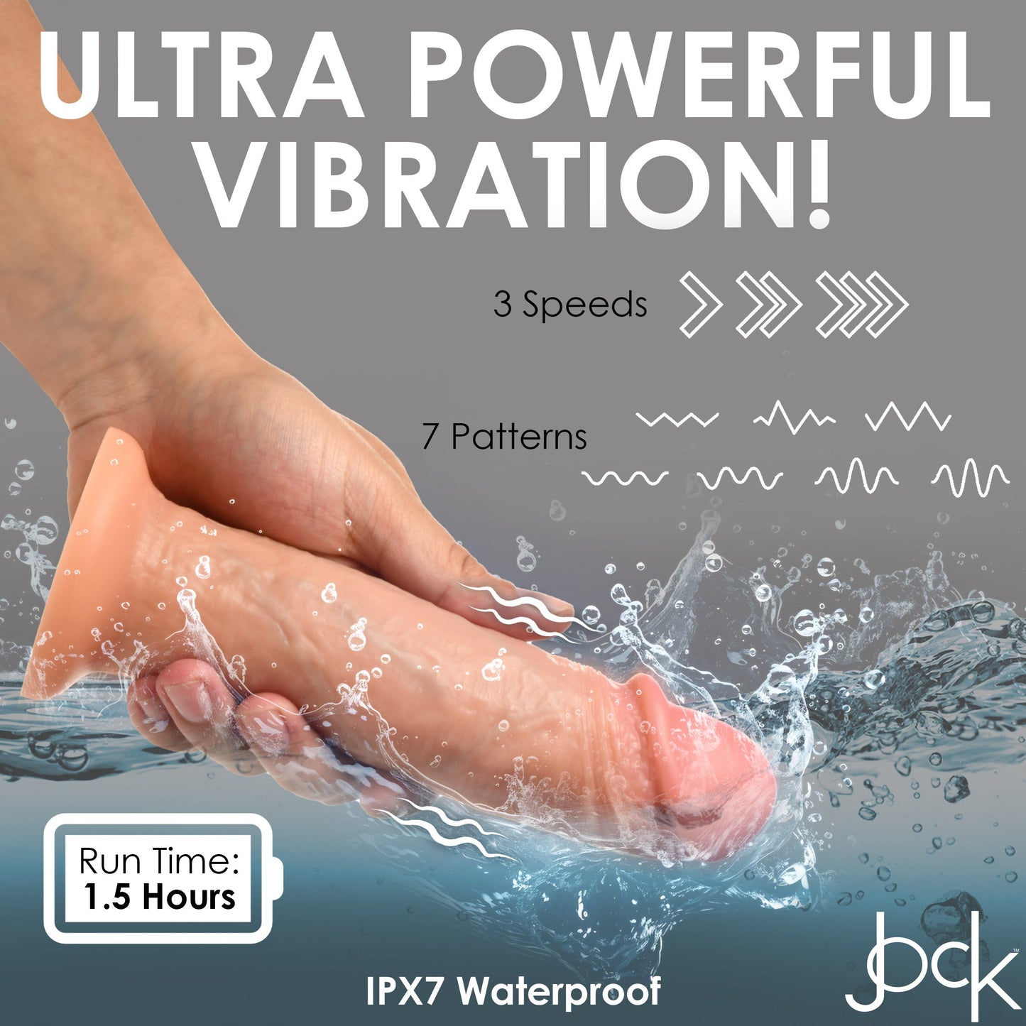 Jock Real Skin Vibrating 8 Inch Silicone Suction Cup Dildo - Vanilla