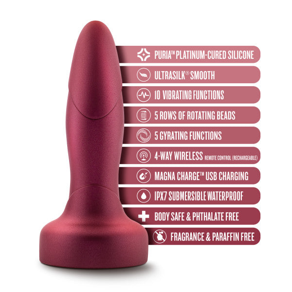 Matrix Rimming Vibrating Gyrating Butt Plug with Remote - Red