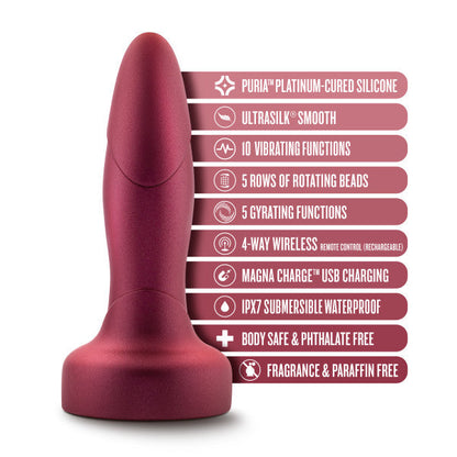 Matrix Rimming Vibrating Gyrating Butt Plug with Remote - Red