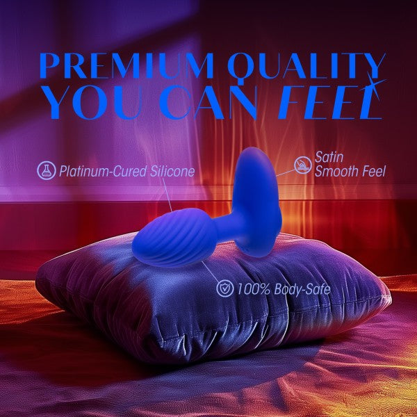 Mystery Vibrating Textured Silicone Butt Plug in Sapphire