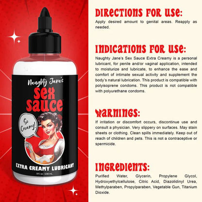 Naughty Jane's Creamy Cum Sex Sauce Lubricant 8oz