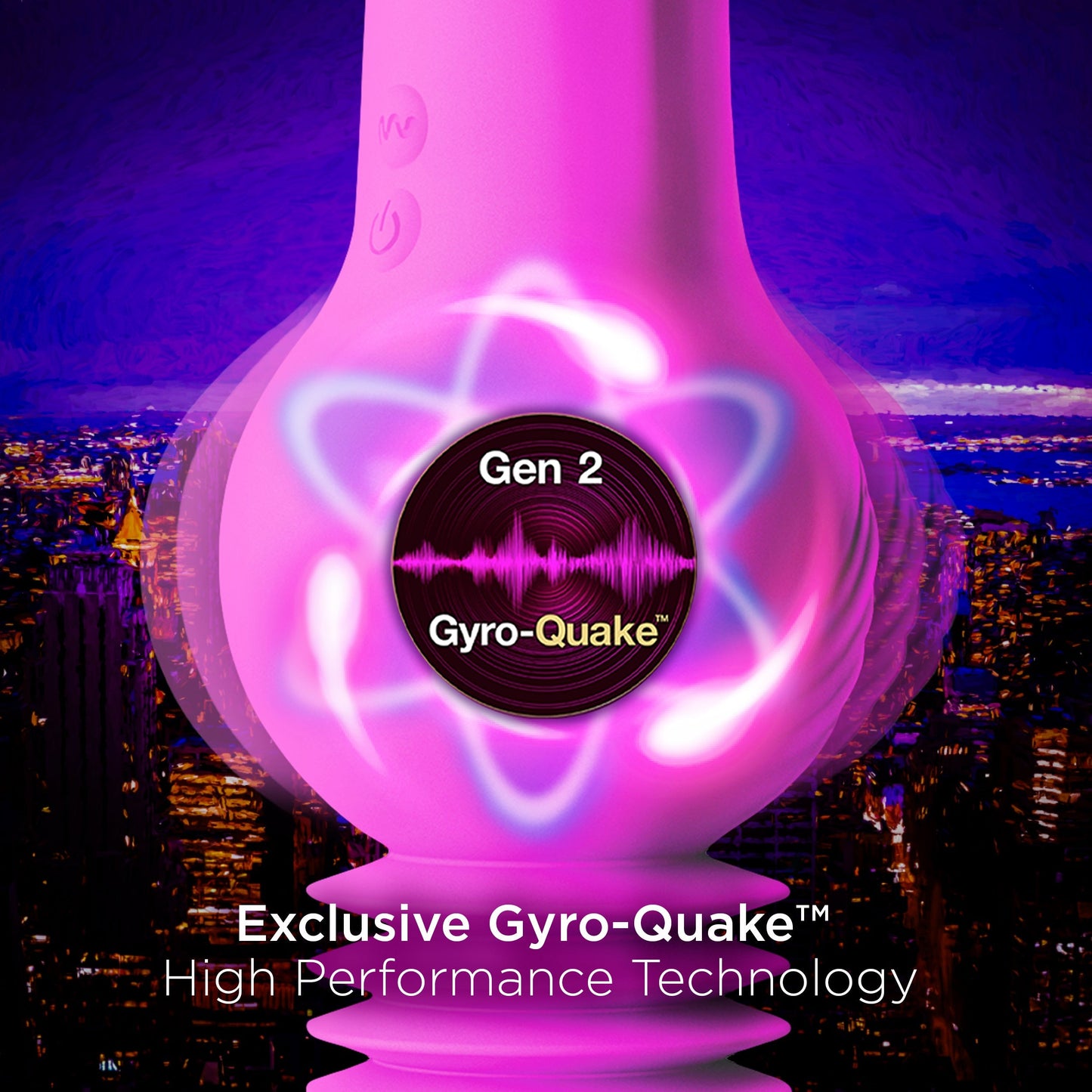 New York Gyro Quake Thrusting 9.75 Inch Silicone Dildo - Purple