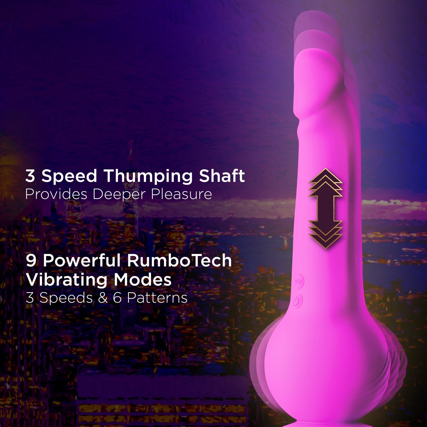New York Gyro Quake Thrusting 9.75 Inch Silicone Dildo - Purple