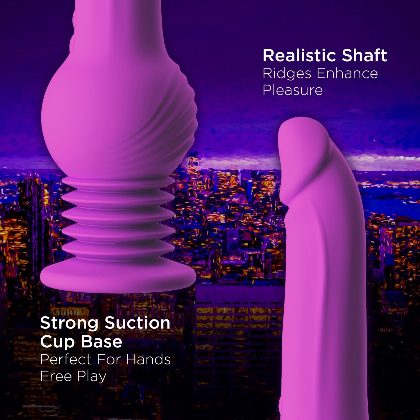New York Gyro Quake Thrusting 9.75 Inch Silicone Dildo - Purple