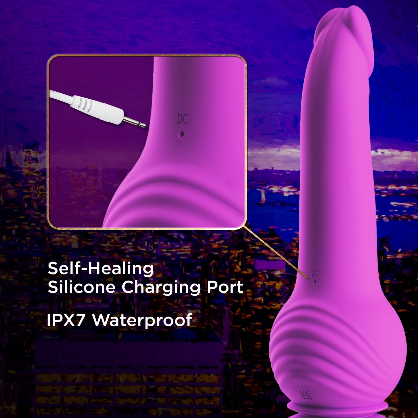 New York Gyro Quake Thrusting 9.75 Inch Silicone Dildo - Purple